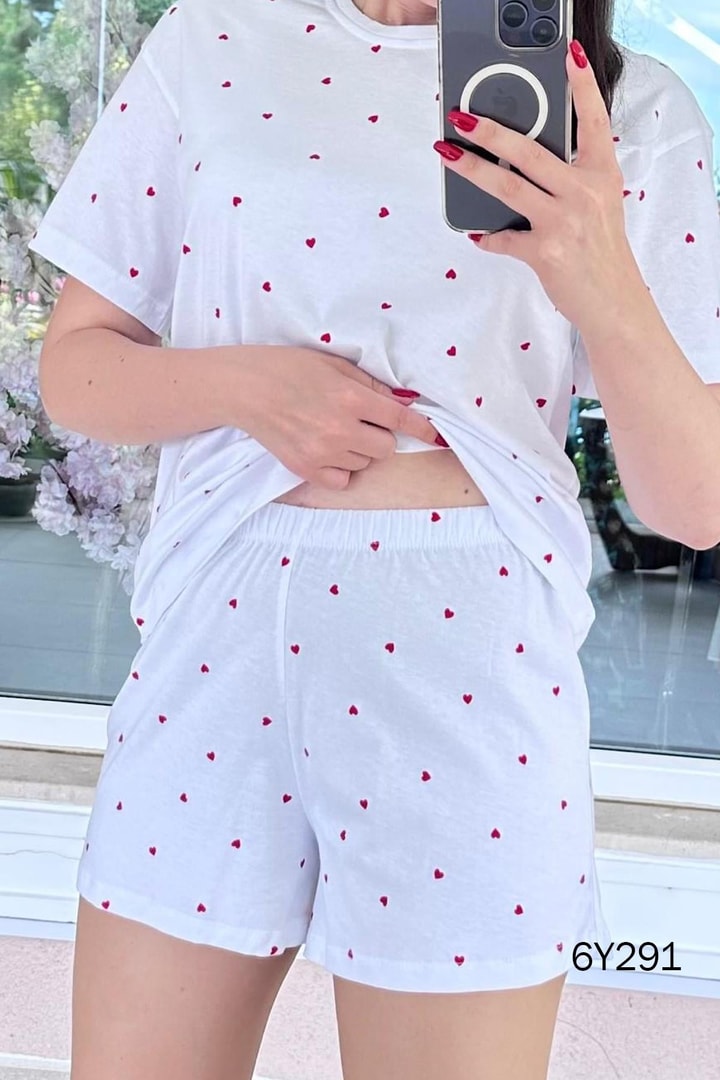 %100 Pamuk Süprem Penye Şortlu Pijama Takım