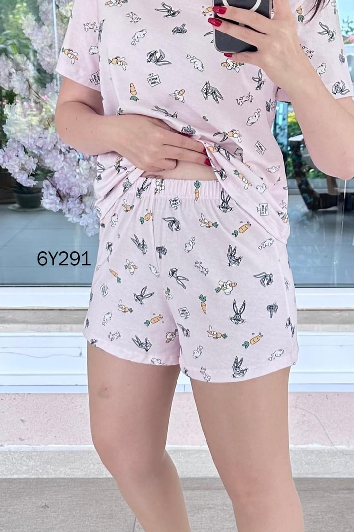 %100 Pamuk Süprem Penye Şortlu Pijama Takım