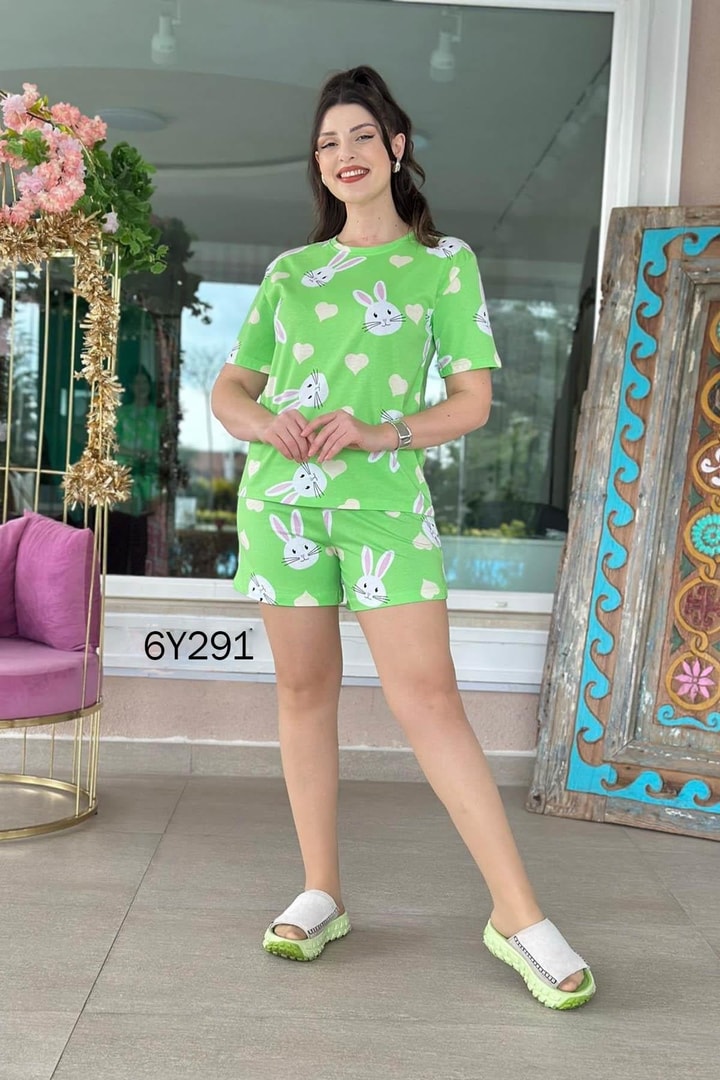 %100 Pamuk Süprem Penye Şortlu Pijama Takım