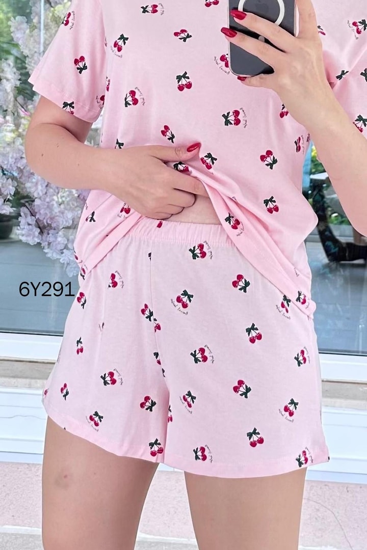 %100 Pamuk Süprem Penye Şortlu Pijama Takım