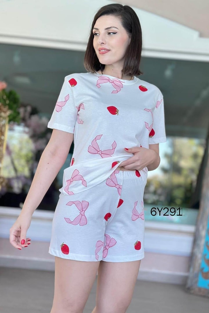 %100 Pamuk Süprem Penye Şortlu Pijama Takım