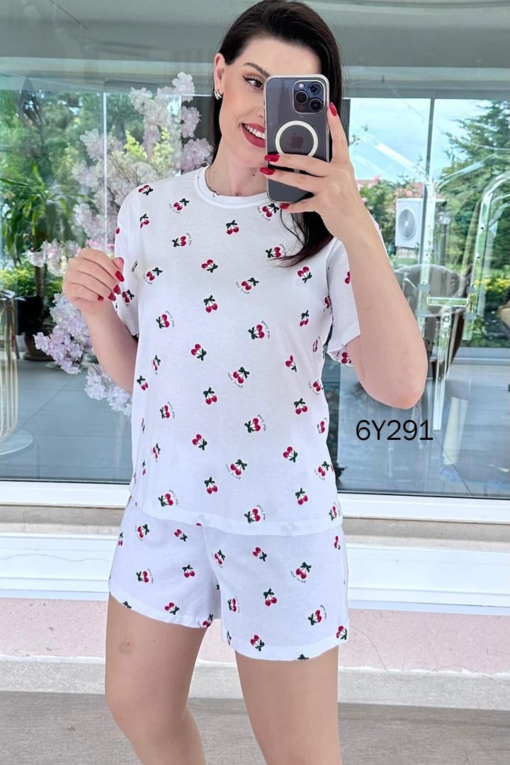 %100 Pamuk Süprem Penye Şortlu Pijama Takım
