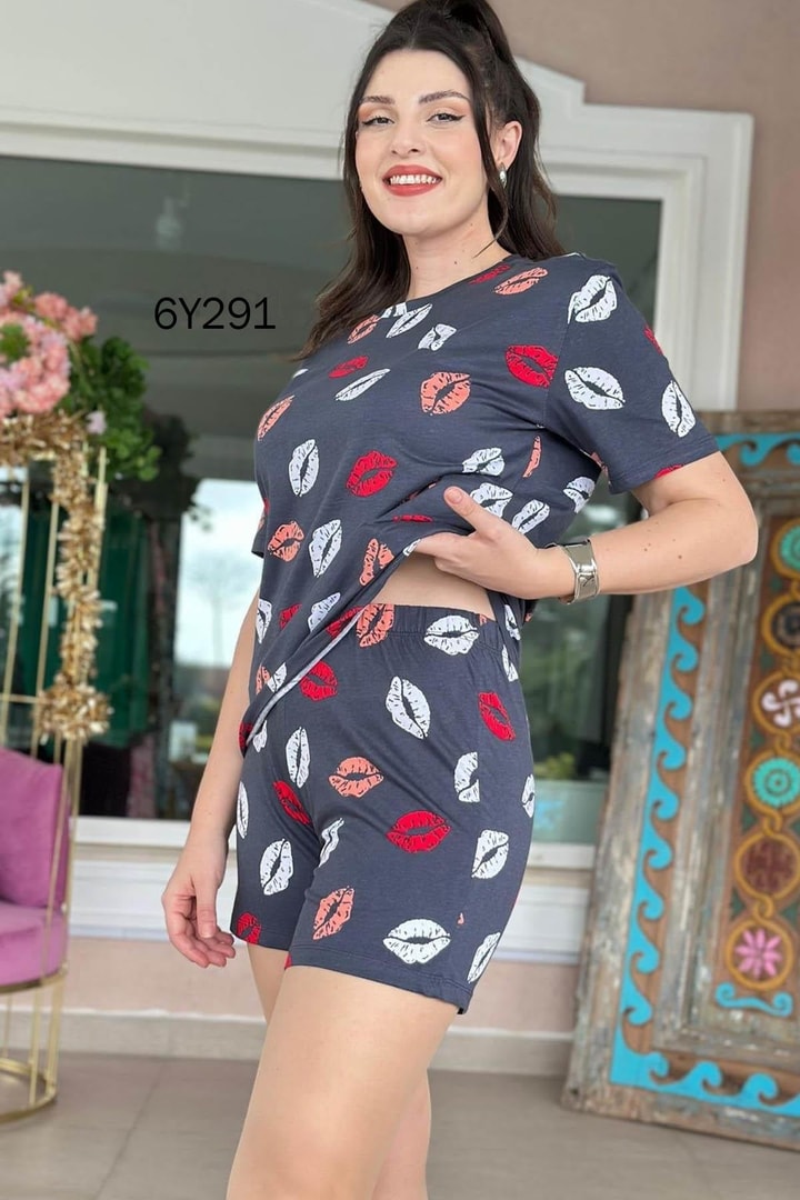 %100 Pamuk Süprem Penye Şortlu Pijama Takım