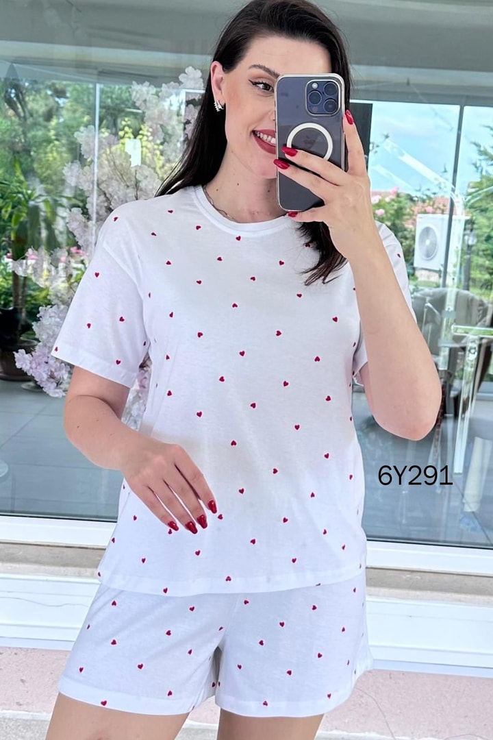 %100 Pamuk Süprem Penye Şortlu Pijama Takım