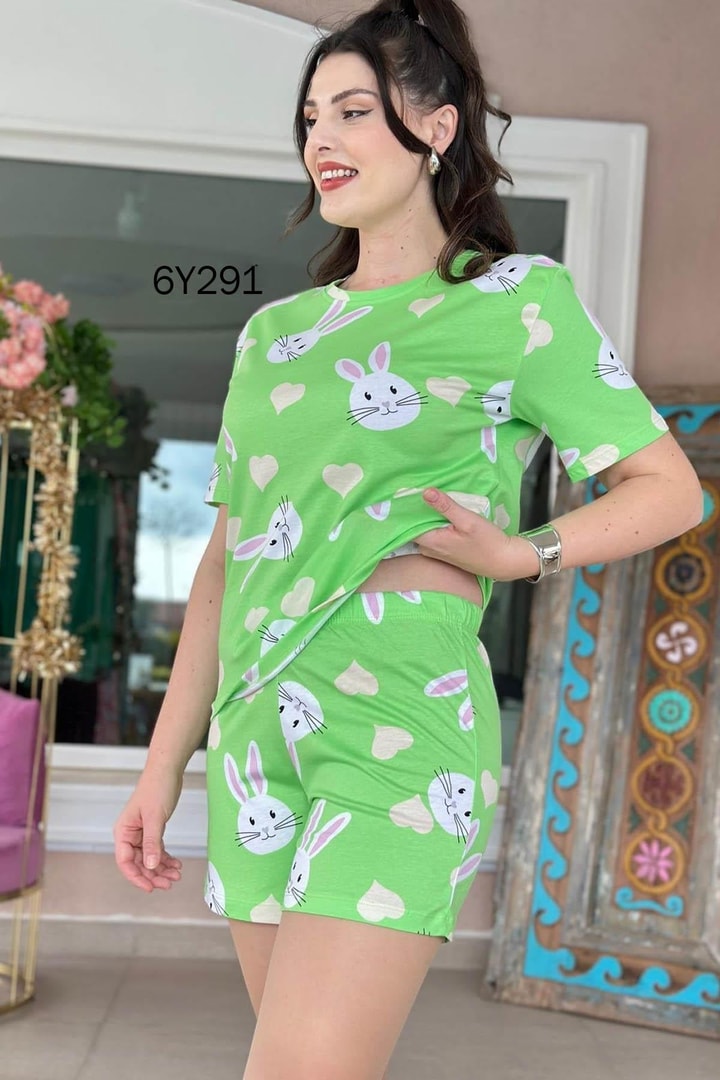 %100 Pamuk Süprem Penye Şortlu Pijama Takım