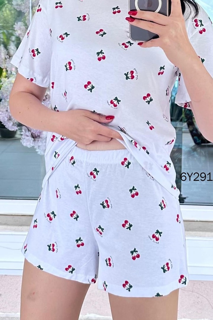 %100 Pamuk Süprem Penye Şortlu Pijama Takım