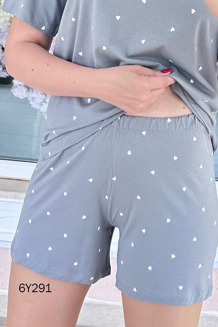 %100 Pamuk Süprem Penye Şortlu Pijama Takım
