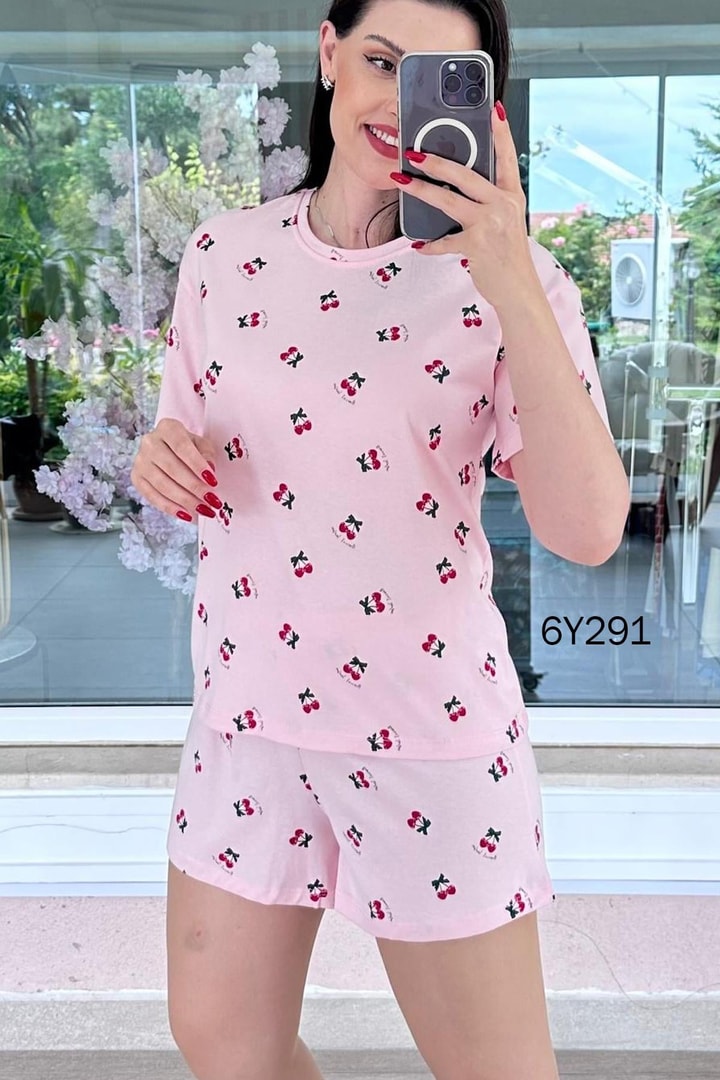 %100 Pamuk Süprem Penye Şortlu Pijama Takım