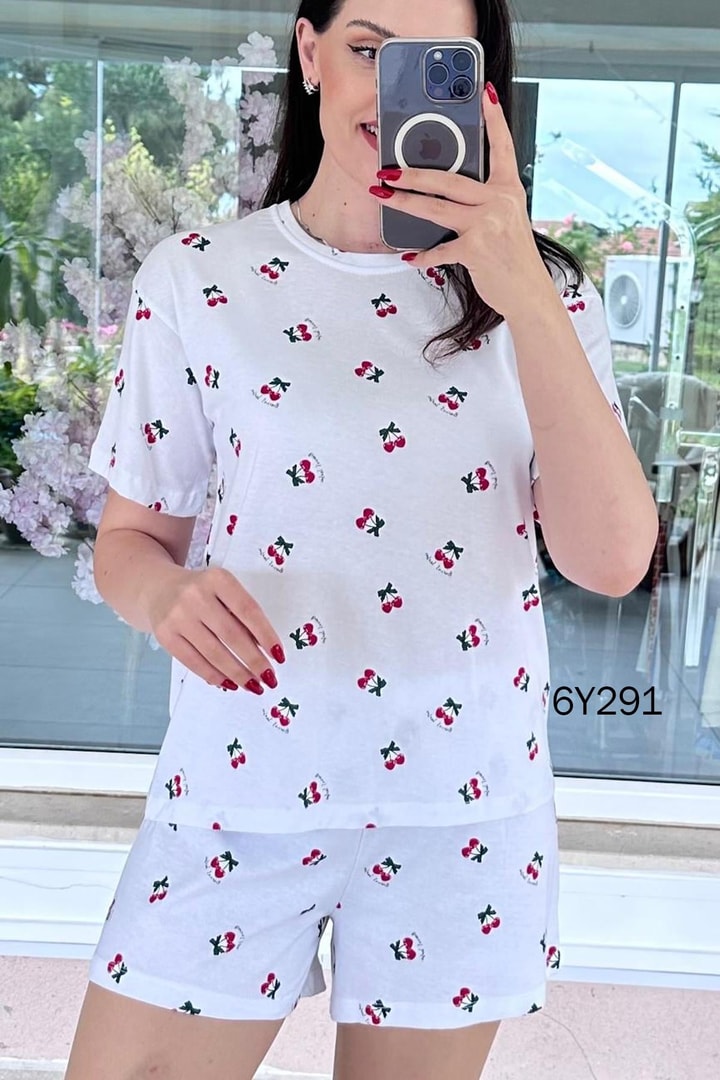 %100 Pamuk Süprem Penye Şortlu Pijama Takım