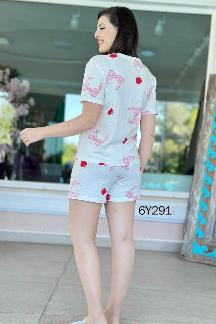 %100 Pamuk Süprem Penye Şortlu Pijama Takım