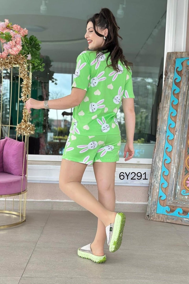 %100 Pamuk Süprem Penye Şortlu Pijama Takım