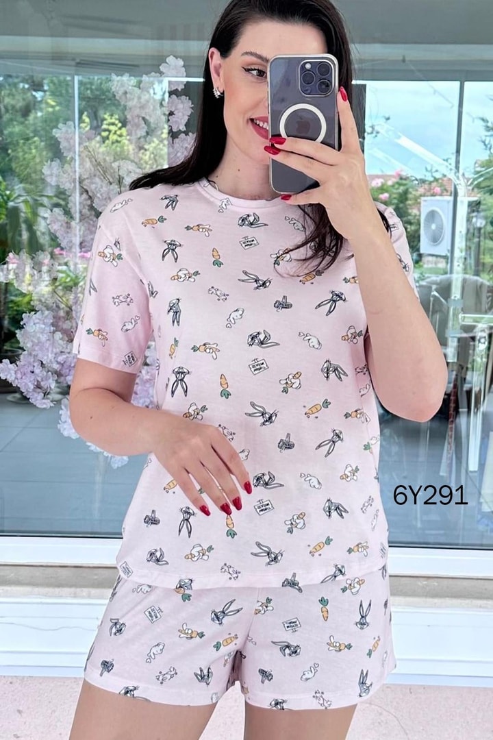 %100 Pamuk Süprem Penye Şortlu Pijama Takım