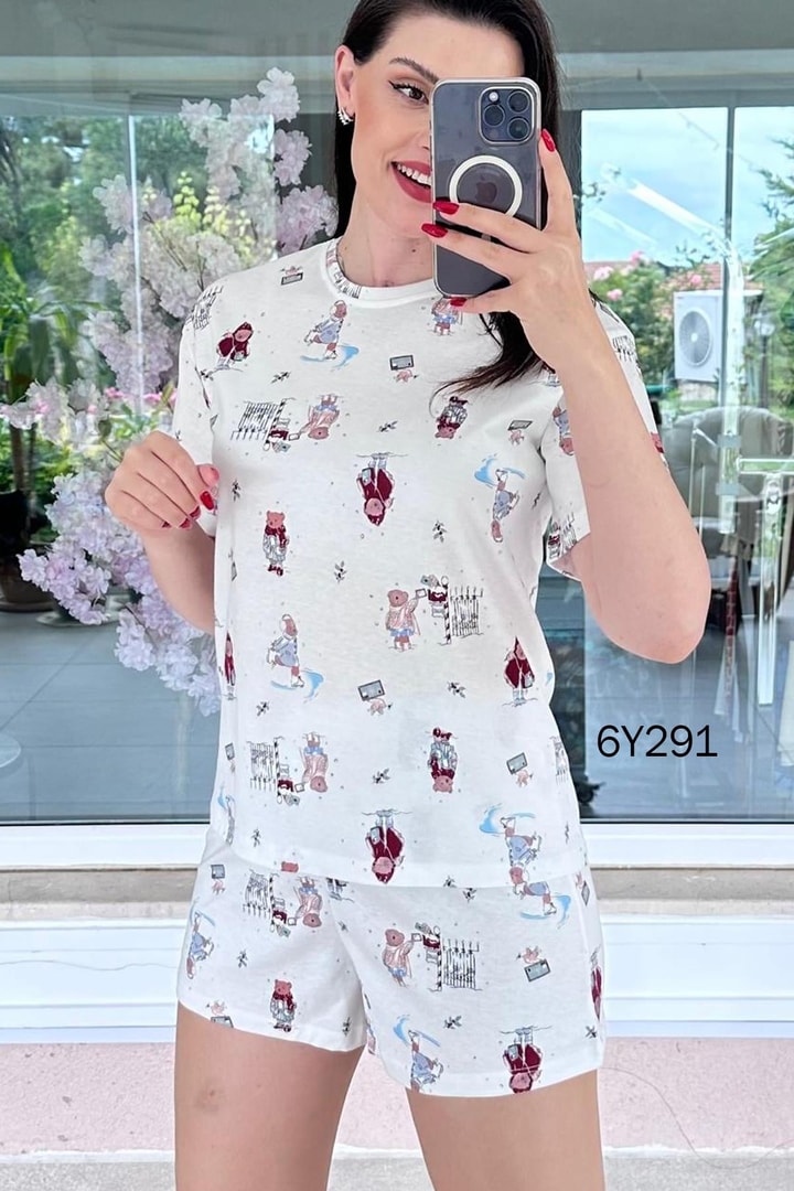 %100 Pamuk Süprem Penye Şortlu Pijama Takım
