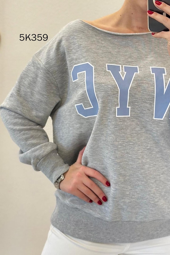 2 İplik Baskılı Sweatshirt