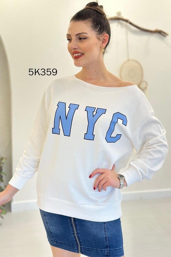2 İplik Baskılı Sweatshirt