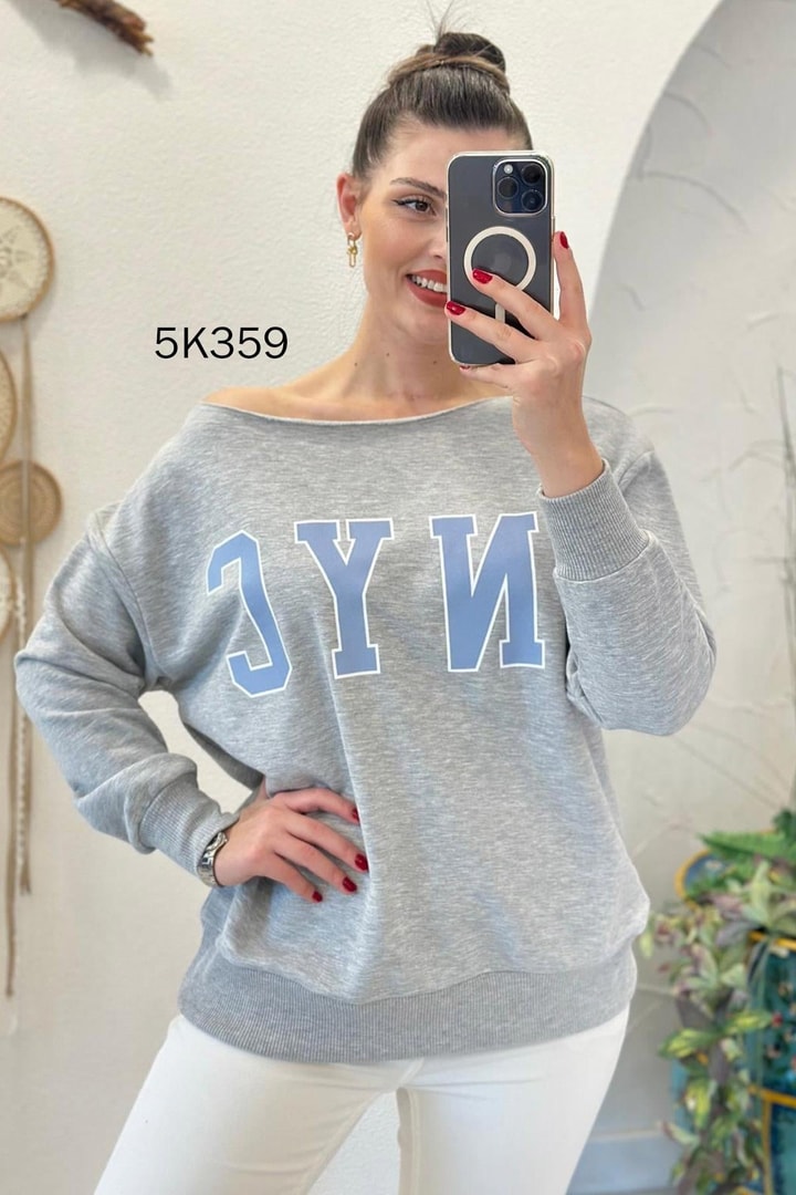 2 İplik Baskılı Sweatshirt