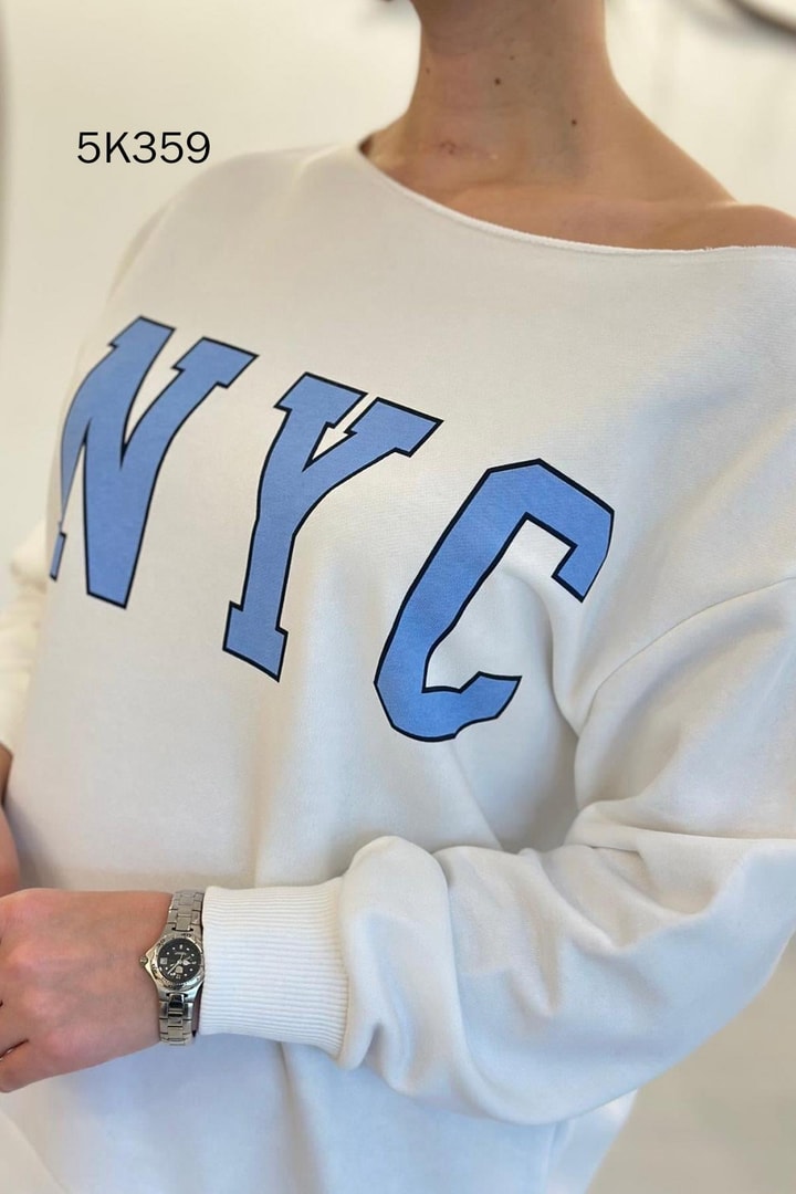 2 İplik Baskılı Sweatshirt