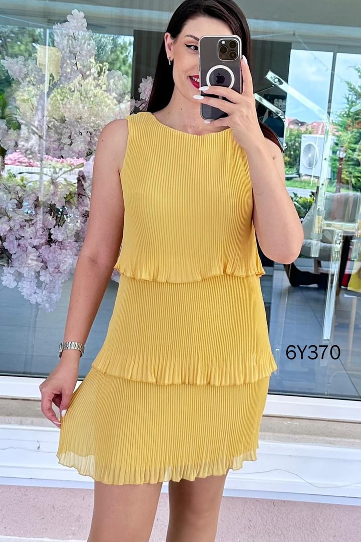 3 Katlı Piliseli Elbise