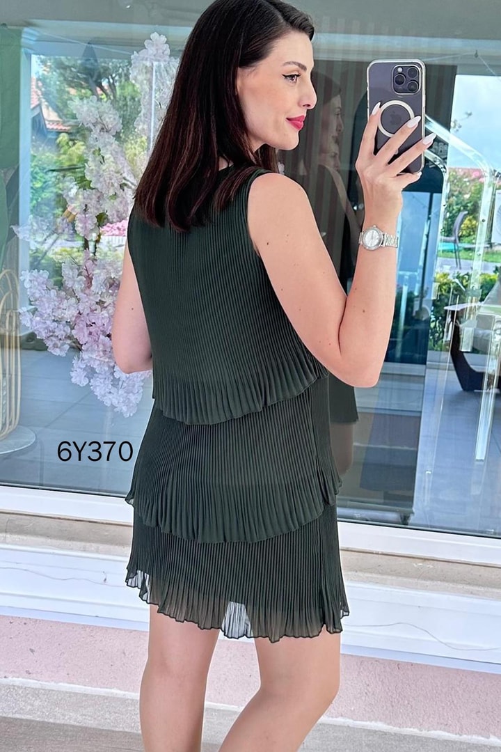 3 Katlı Piliseli Elbise