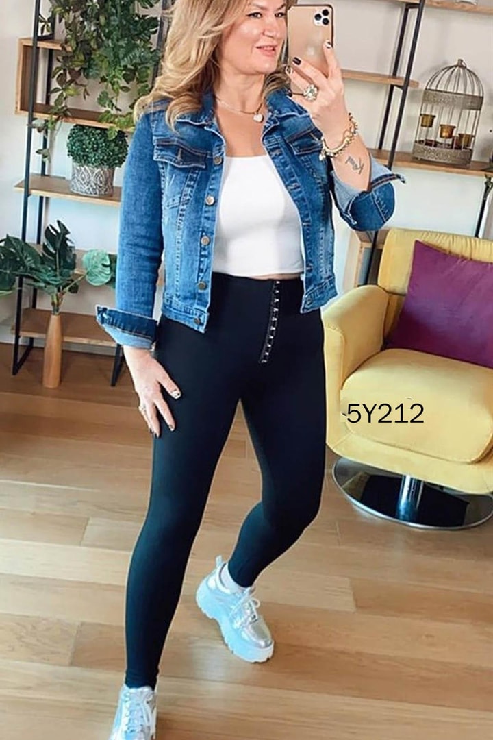 Agraflı İnce Fitilli Tayt