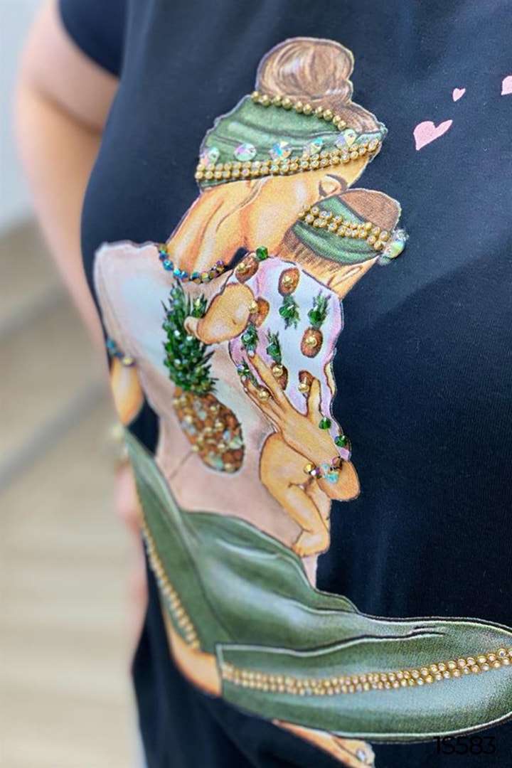 Anne Ve Çocuk Baskılı El İşlemeli Tshirt