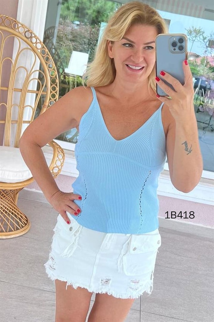 Askılı Crop Top Bluz