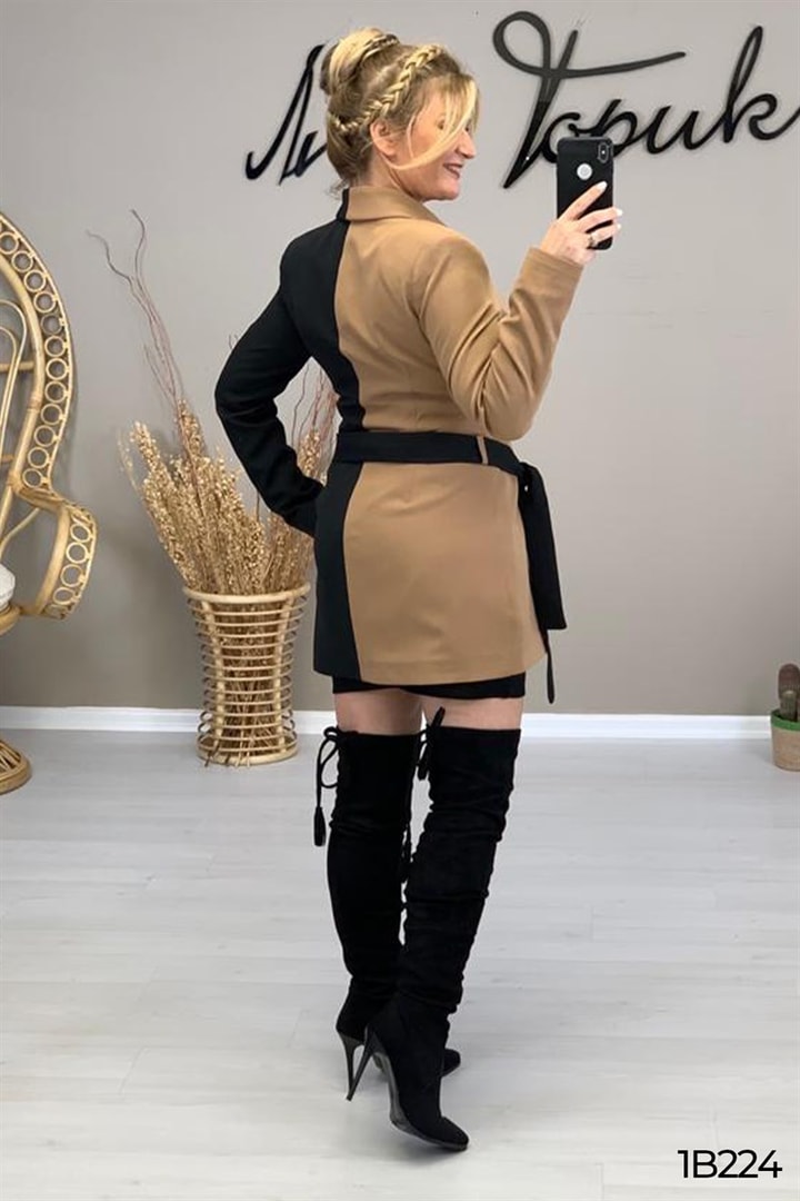 Belden Bağlamalı Blazer Ceket
