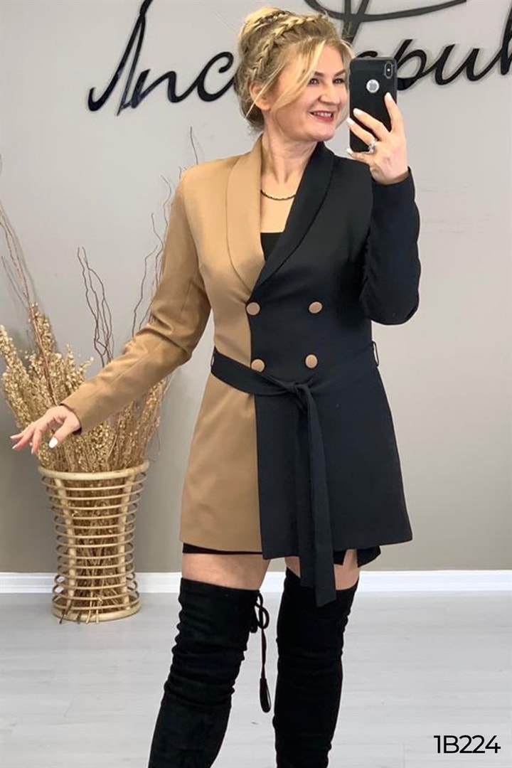 Belden Bağlamalı Blazer Ceket
