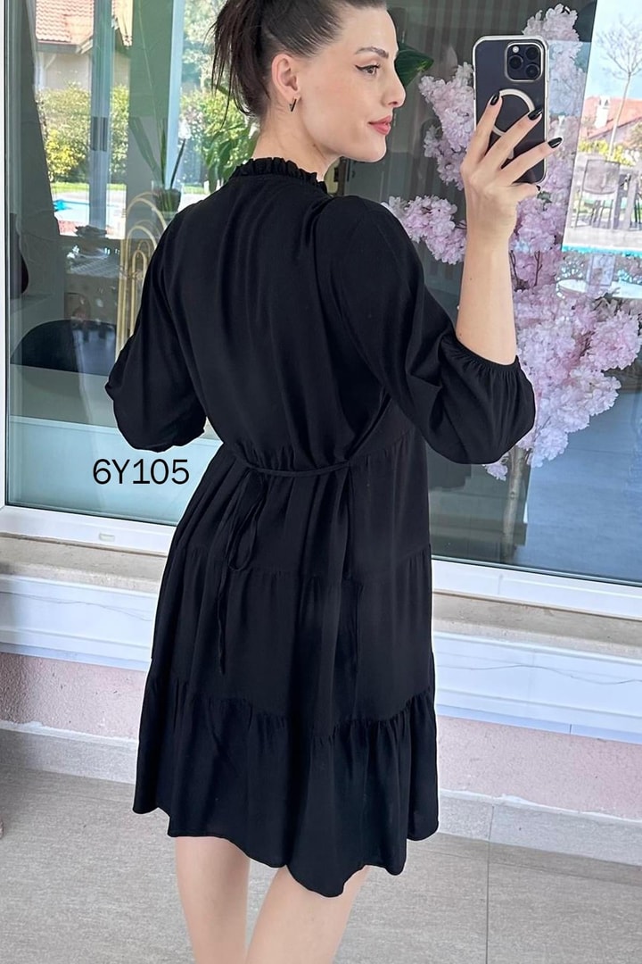 Belden Bağlamalı Viskon Elbise