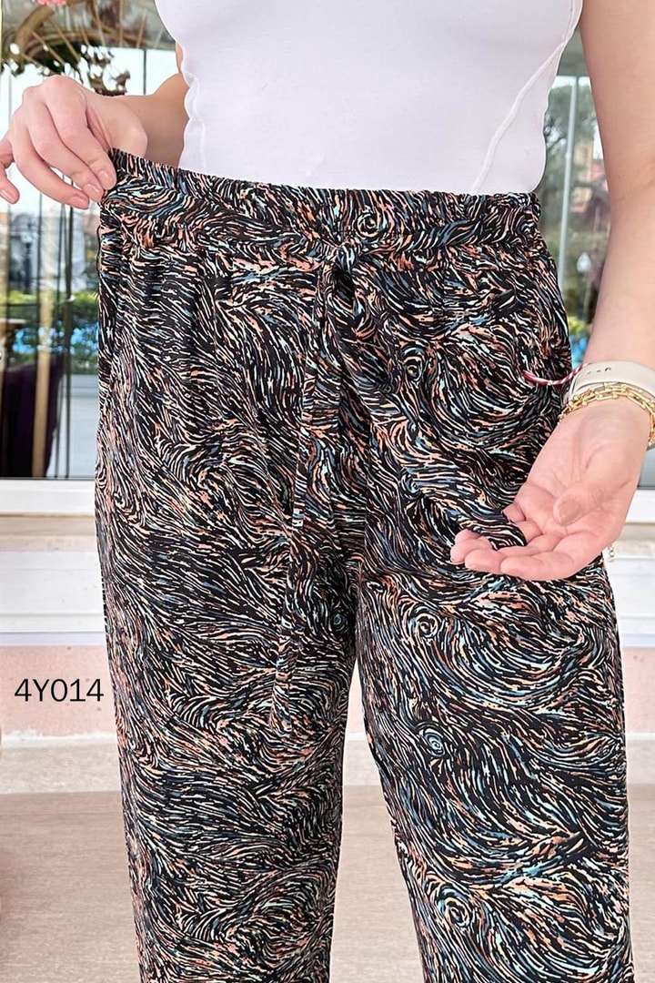 Belden Bağlamalı Viskon Penye Pantolon
