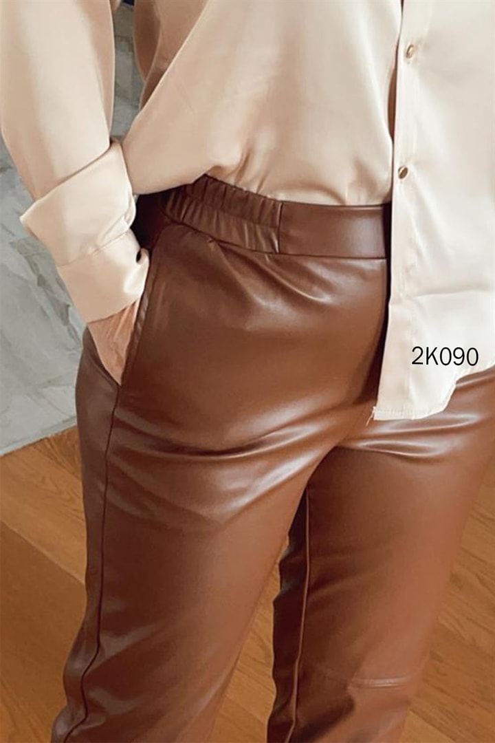 Beli Lastikli Deri Pantolon