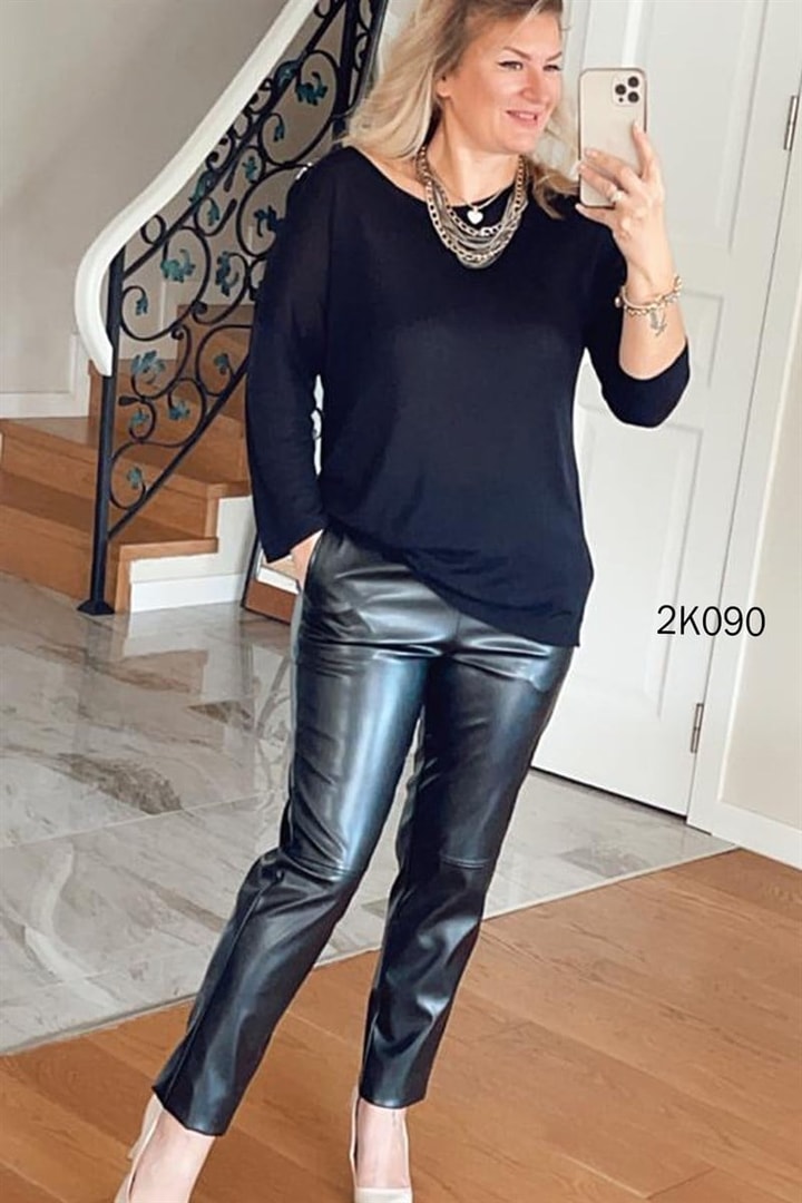 Beli Lastikli Deri Pantolon