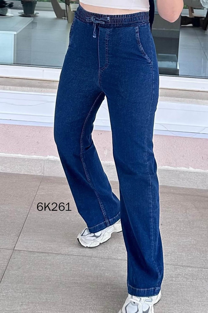 Beli Lastikli Likralı Kot Pantolon