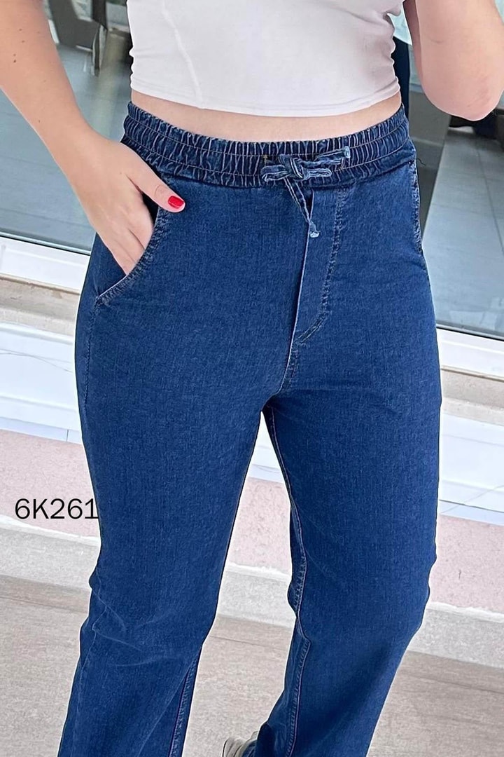 Beli Lastikli Likralı Kot Pantolon