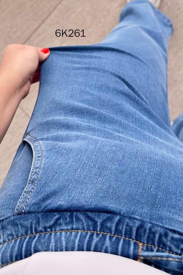 Beli Lastikli Likralı Kot Pantolon