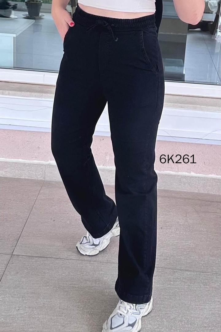 Beli Lastikli Likralı Kot Pantolon