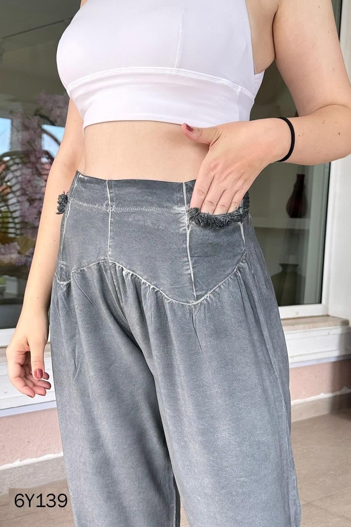 Beli Lastikli Salaş Harem Pantolon