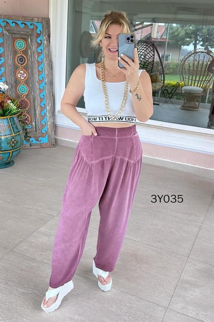 Beli Lastikli Salaş Harem Pantolon