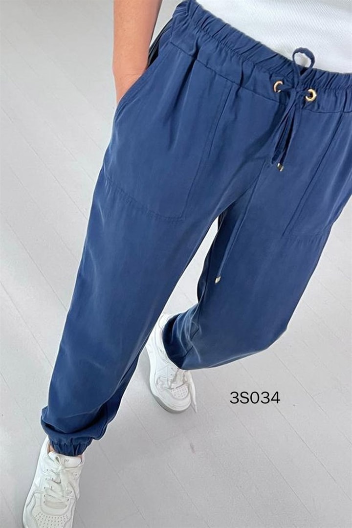 Beli Lastikli Tencel Pantolon