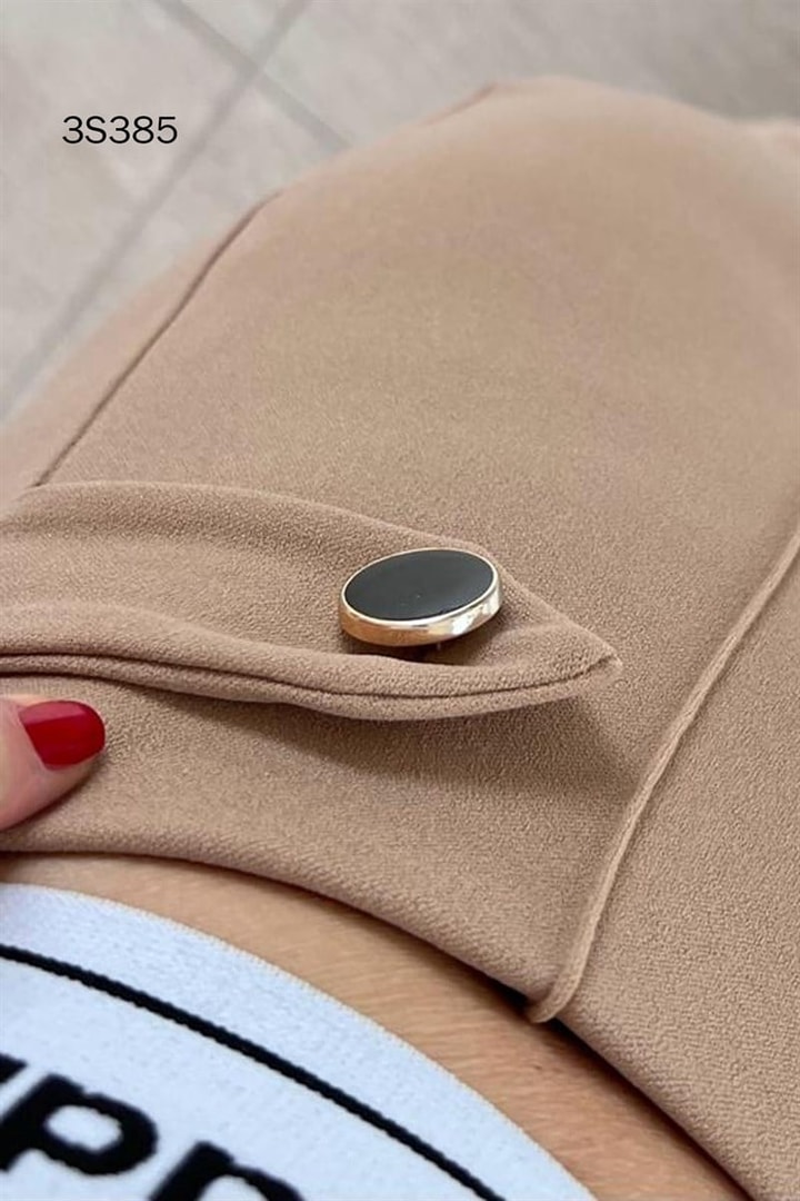 Beli Lastikli Yandan Fermuarlı Krep Pantolon