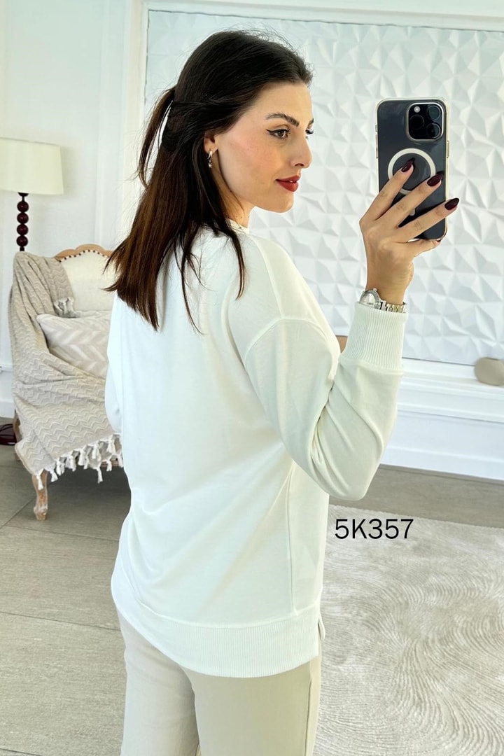 Bisiklet Yaka 2 İplik  Sweatshirt