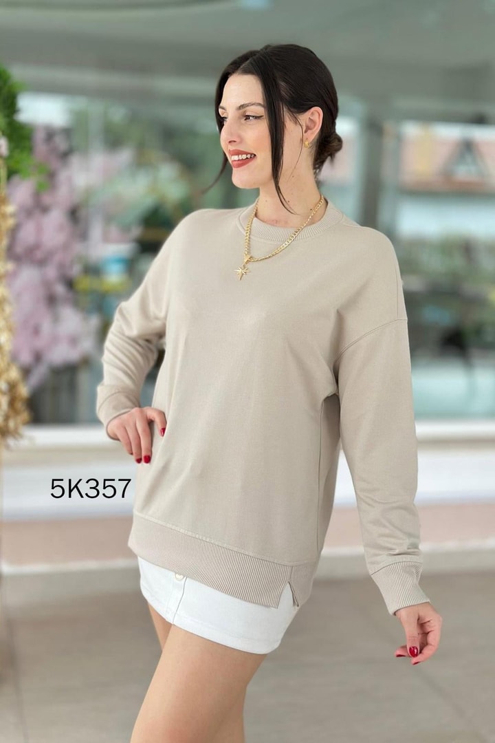 Bisiklet Yaka 2 İplik  Sweatshirt