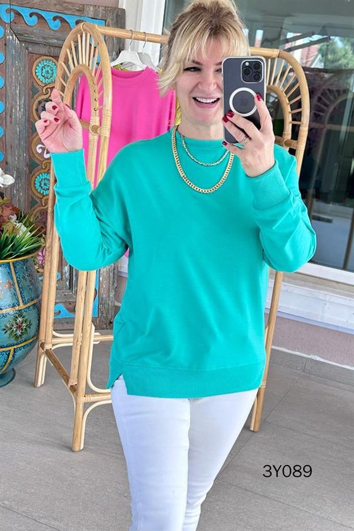 Bisiklet Yaka 2 İplik  Sweatshirt