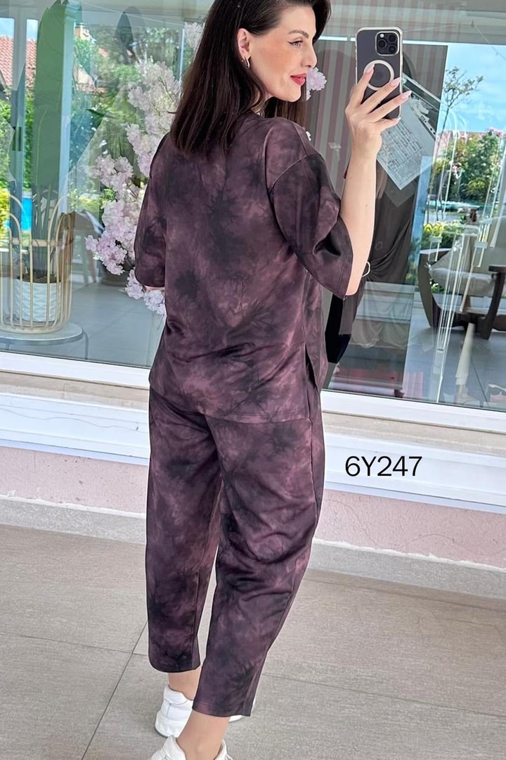 Bisiklet Yaka Batikli Takım