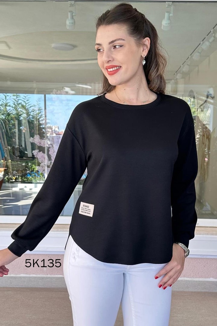 Bisiklet Yaka Modal Kumaş Sweatshirt