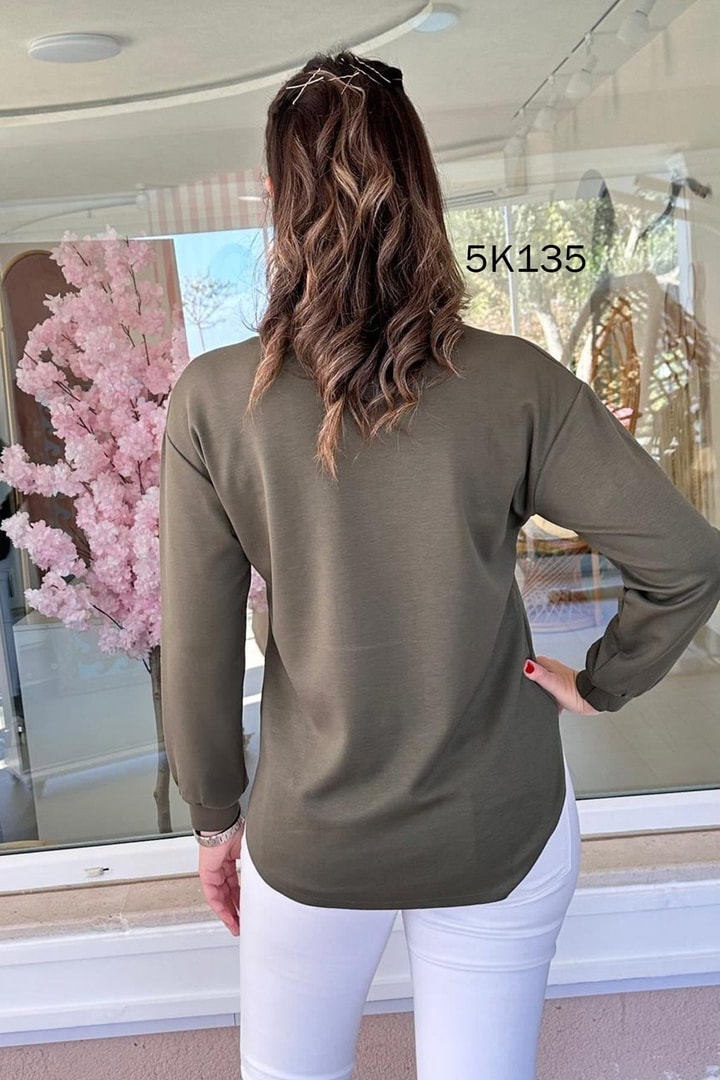 Bisiklet Yaka Modal Kumaş Sweatshirt