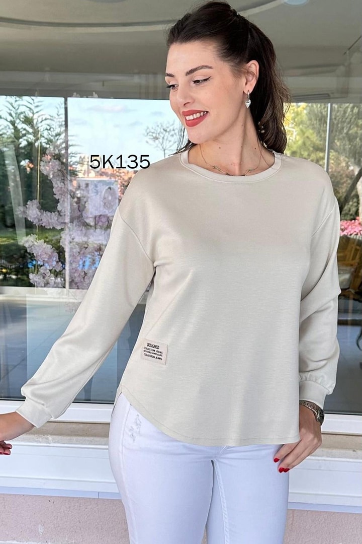 Bisiklet Yaka Modal Kumaş Sweatshirt