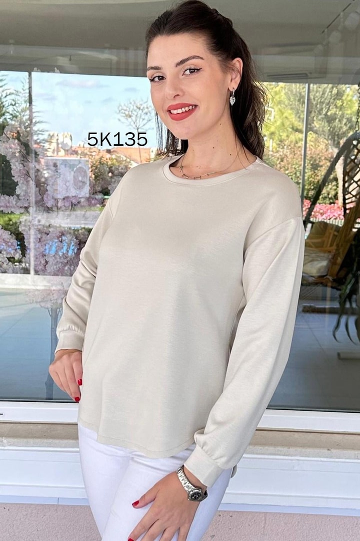 Bisiklet Yaka Modal Kumaş Sweatshirt