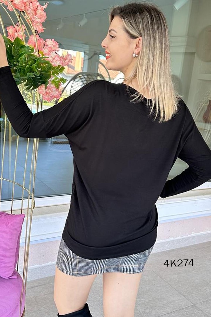 Bisiklet Yaka Yumoş Bluz