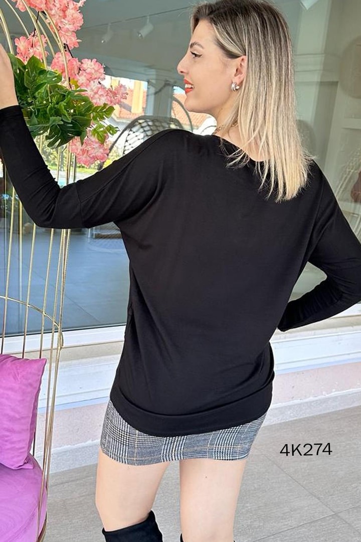 Bisiklet Yaka Yumoş Bluz